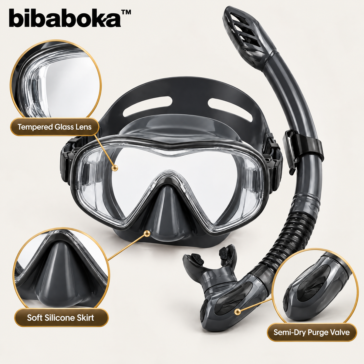 bibaboka™ ReefView Snorkel Mask Set